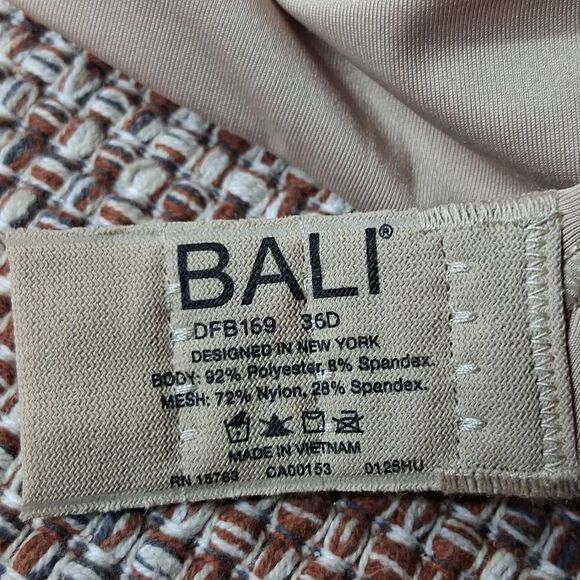 Bali 2pk Underwire T-Shirt Bras DFB169 Black/Nude Full Coverage, 36D New - Picture 9 of 10